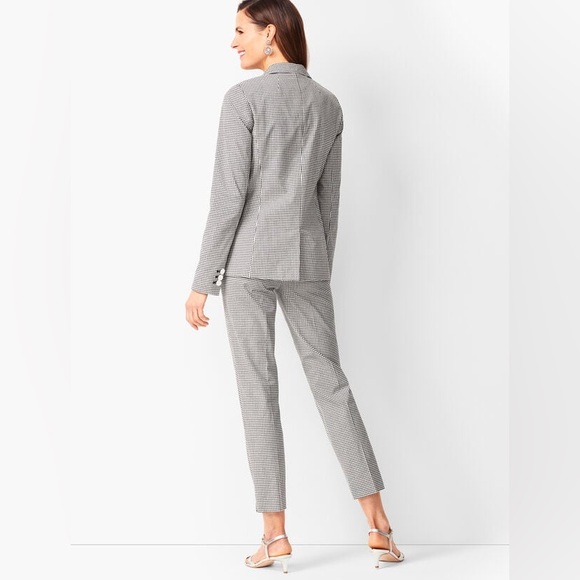 Talbots Tailored Gingham Blazer Size 16 Black White One Button Notched Pockets - Picture 8 of 17